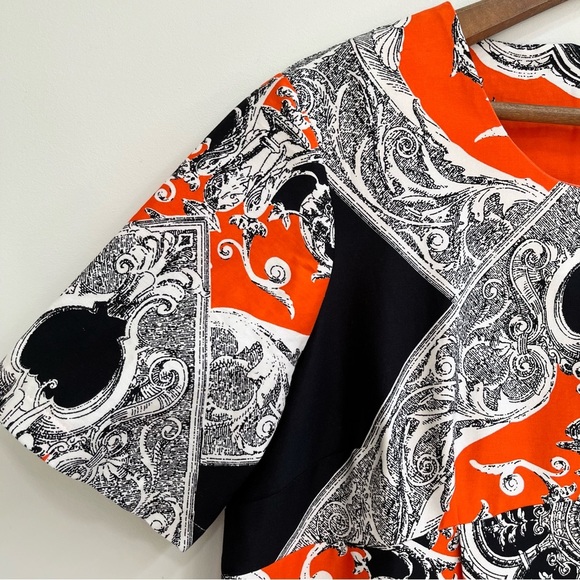ASOS Maternity Black Orange Scarf Print Sheath Shift Dress Size 12 - Picture 4 of 10